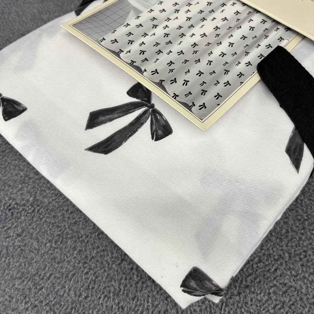 Rachel Zoe Shower Curtain White Black Bows Fabric 72